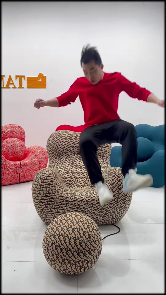 Oversized Knitted Round Floor Pouf Ottoman – Comfortable Seating and Footrest - Photo 3