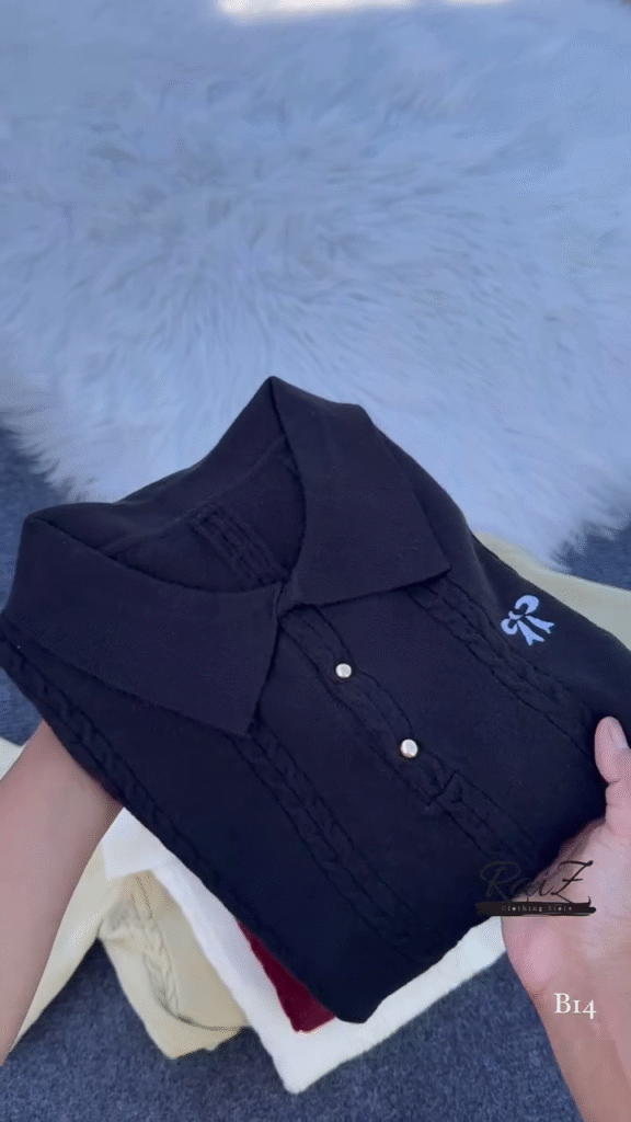 Cable-Knit Polo Sweater Top – Chic, Soft and Effortlessly Elegant ✨🧶 - Photo 2
