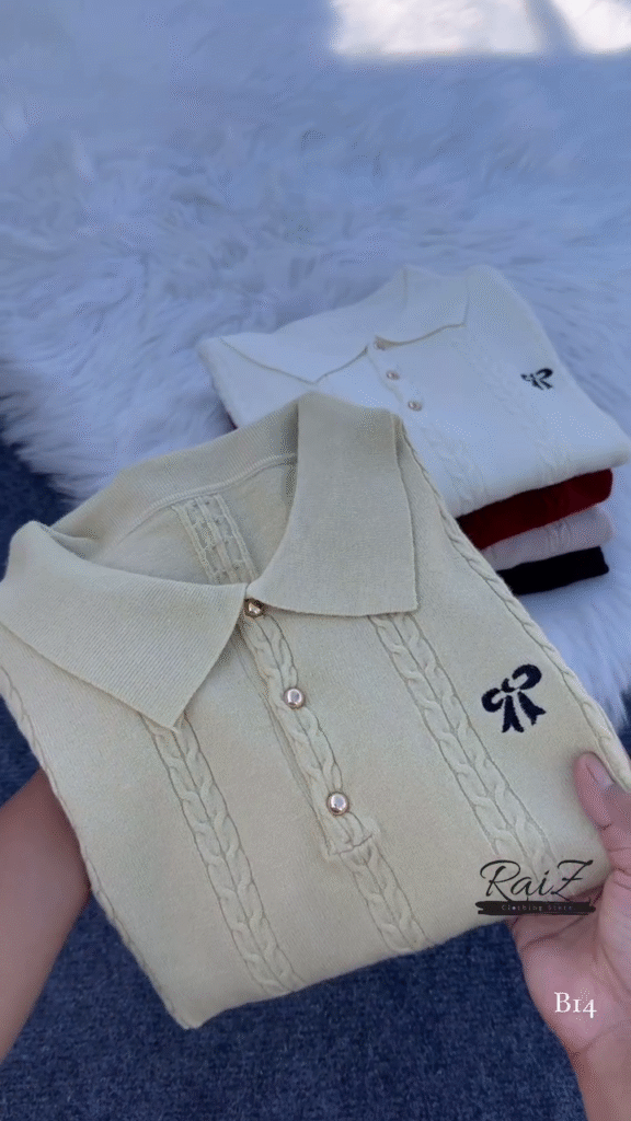 Cable-Knit Polo Sweater Top – Chic, Soft and Effortlessly Elegant ✨🧶 - Photo 1