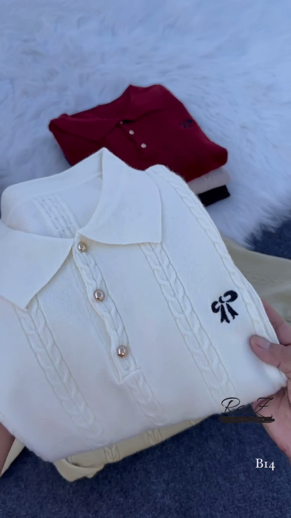Cable-Knit Polo Sweater Top – Chic, Soft and Effortlessly Elegant ✨🧶 - Photo 3