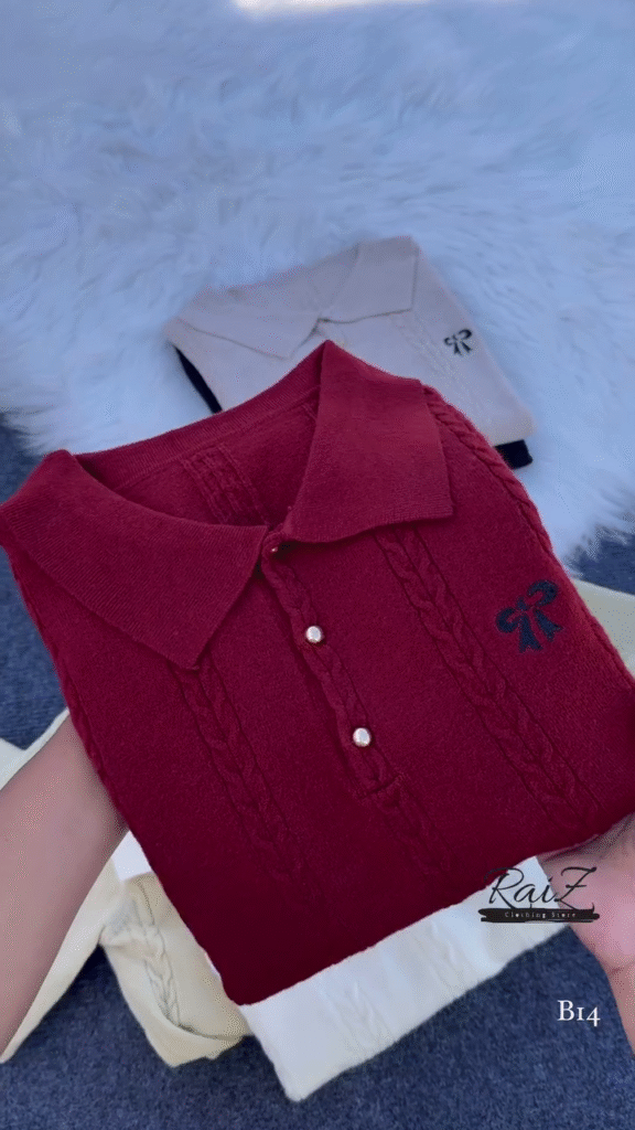Cable-Knit Polo Sweater Top – Chic, Soft and Effortlessly Elegant ✨🧶 - Photo 4