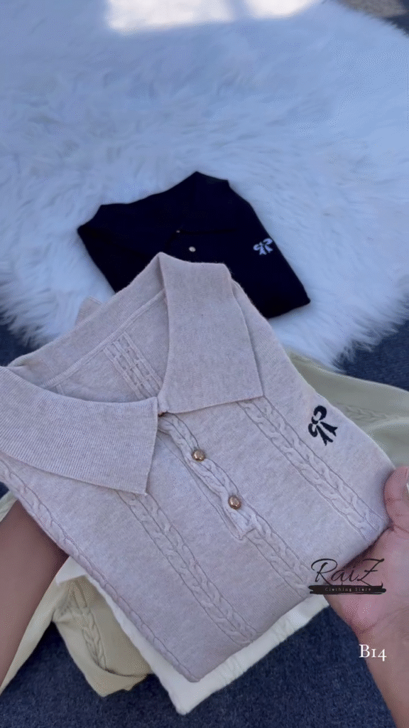 Cable-Knit Polo Sweater Top – Chic, Soft and Effortlessly Elegant ✨🧶 - Photo 5