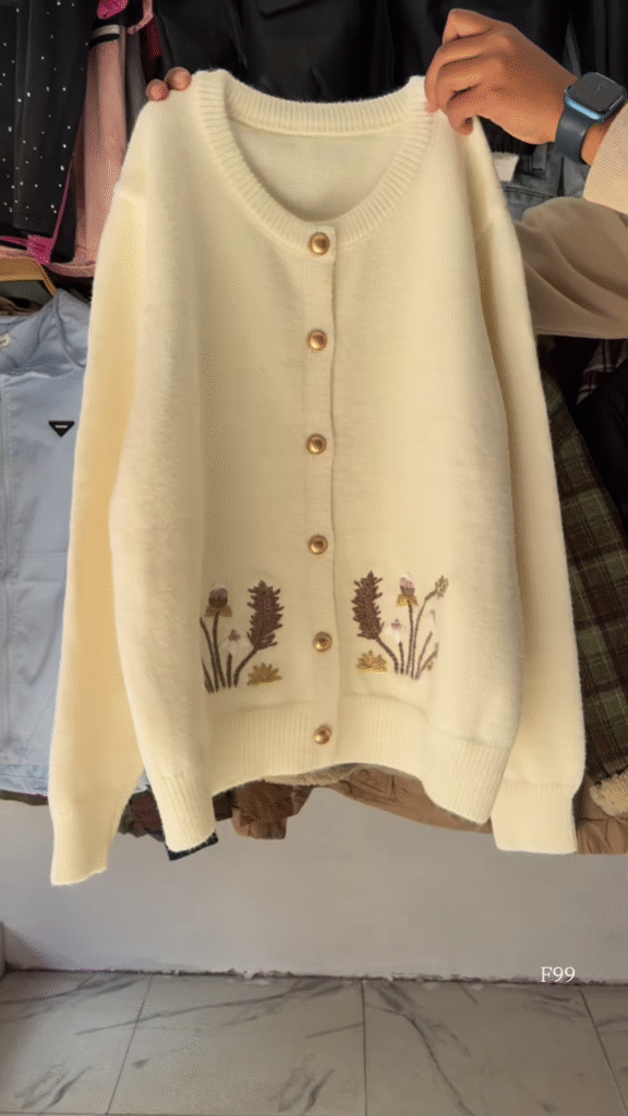 Black Floral Embroidered Button Cardigan – Luxe, Versatile, and Effortlessly Elegant 🌼✨ - Photo 3
