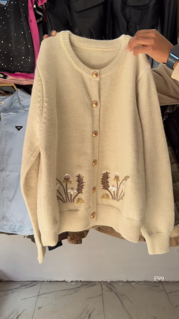 Black Floral Embroidered Button Cardigan – Luxe, Versatile, and Effortlessly Elegant 🌼✨ - Photo 6