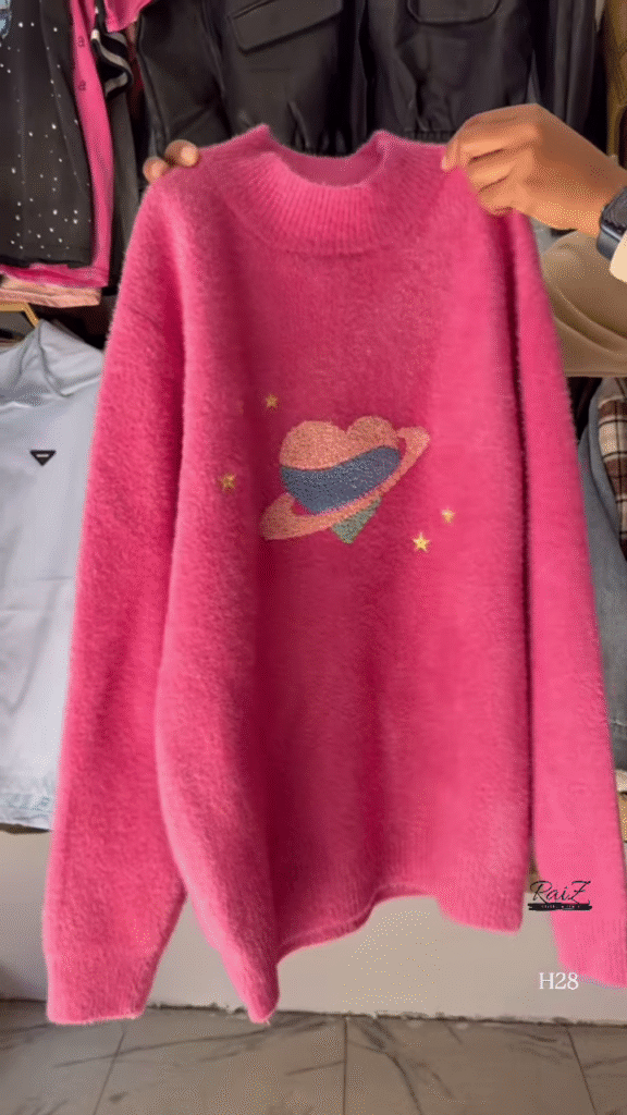 Fuzzy Space Planet Sweater – Whimsical, Soft, and Out-of-This-World Cozy 🌈🪐 - Photo 2