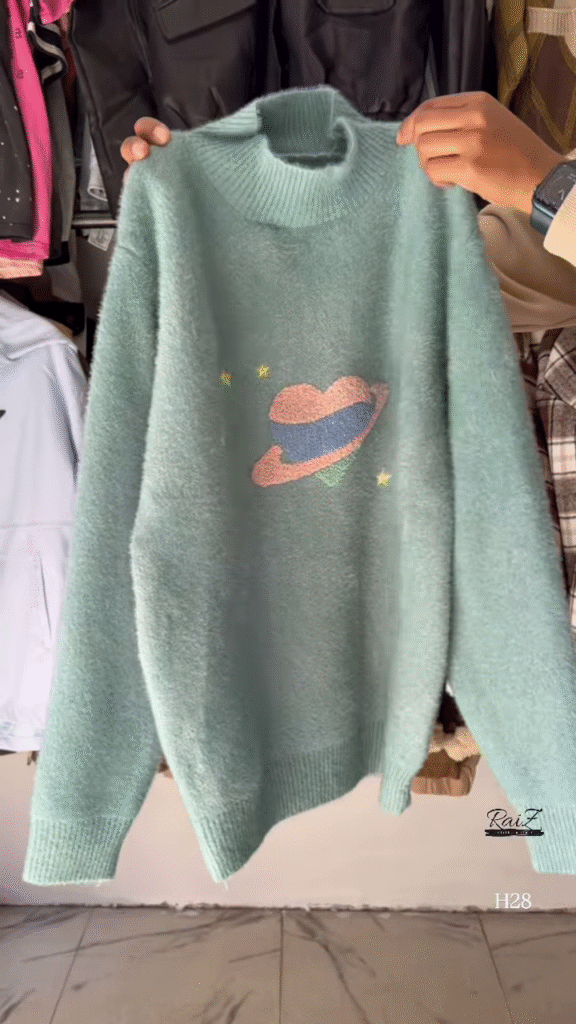 Fuzzy Space Planet Sweater – Whimsical, Soft, and Out-of-This-World Cozy 🌈🪐 - Photo 4
