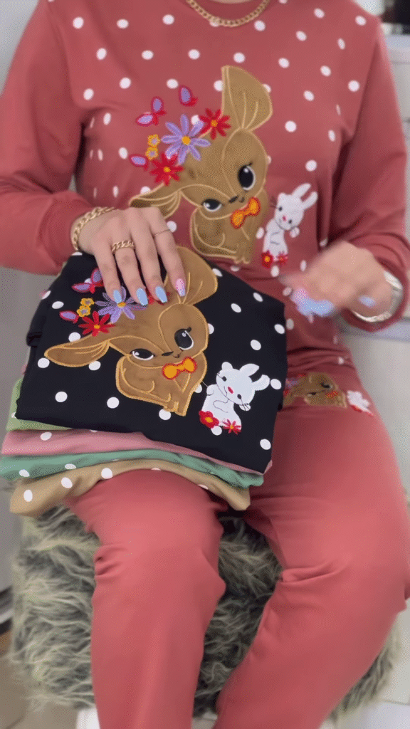 Polka Bunny Cozy Tracksuit – Cute Embroidery, Soft Warmth, All‑Day Comfort 🐰 - Photo 3