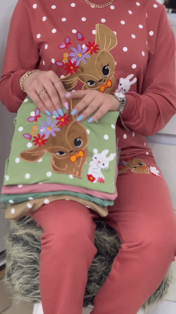Polka Bunny Cozy Tracksuit – Cute Embroidery, Soft Warmth, All‑Day Comfort 🐰 - Photo 1