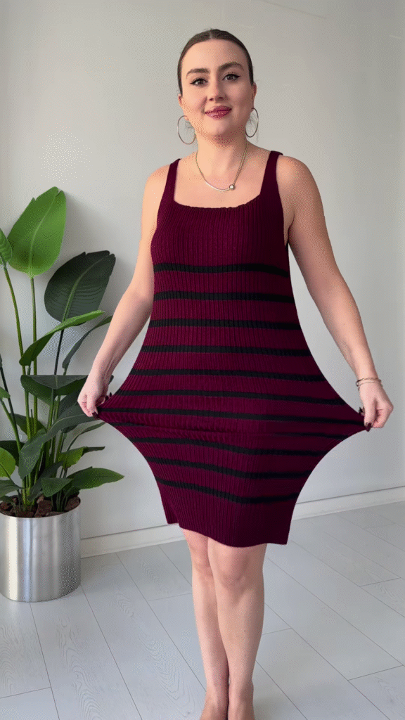 Striped Knit Co‑ord Dress Set – Chic, Stretchy, and Ready to Dress Up or Down - Photo 4