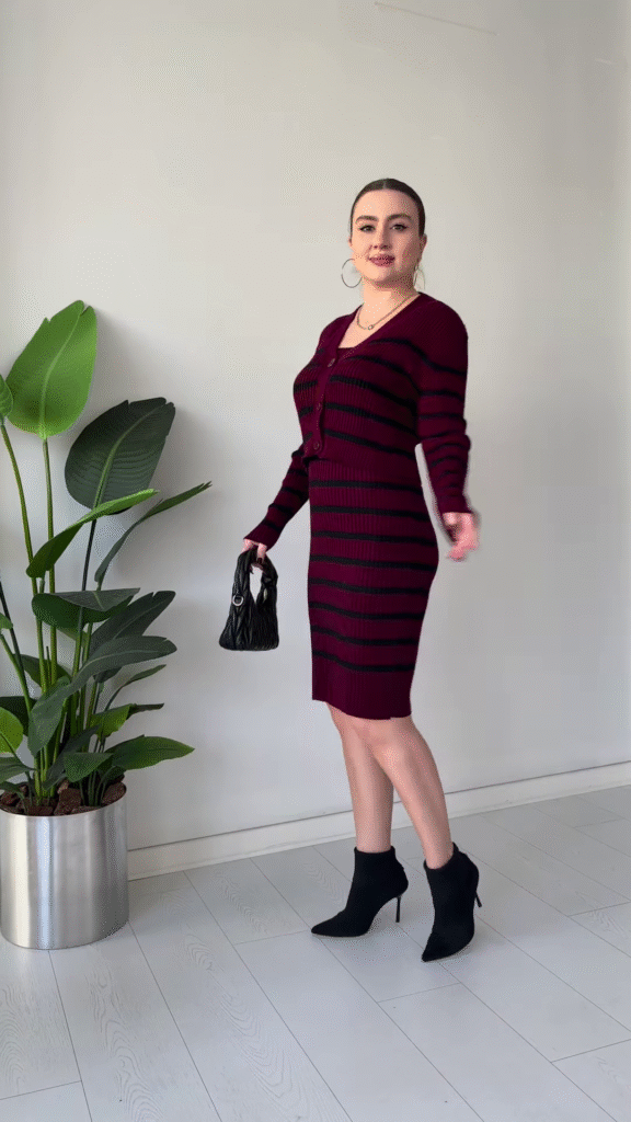 Striped Knit Co‑ord Dress Set – Chic, Stretchy, and Ready to Dress Up or Down - Photo 1