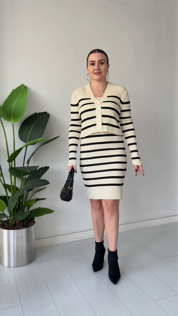 Striped Knit Co‑ord Dress Set – Chic, Stretchy, and Ready to Dress Up or Down - Photo 6