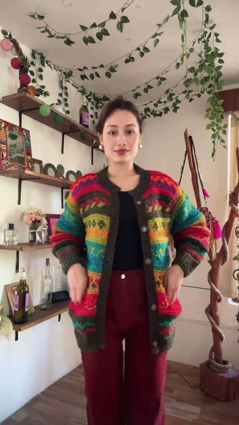Multicolor Knitted Cardigan & Jogger Set 🎨 Boho-Chic Comfortwear