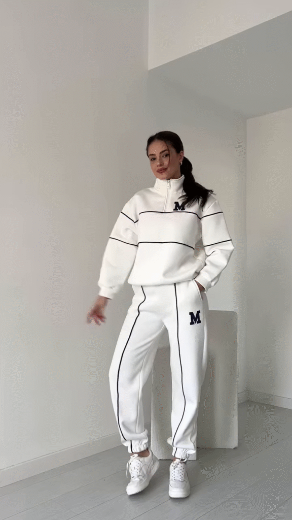 Zip-Up Tracksuit with Contrast Piping ✨ Available in White & Black - Photo 1
