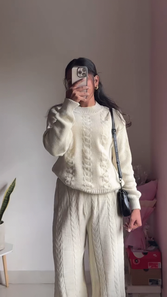 Knitted Sweater & Jogger Co-ord Set 🧶 Available in Maroon & Brown Variants - Photo 2