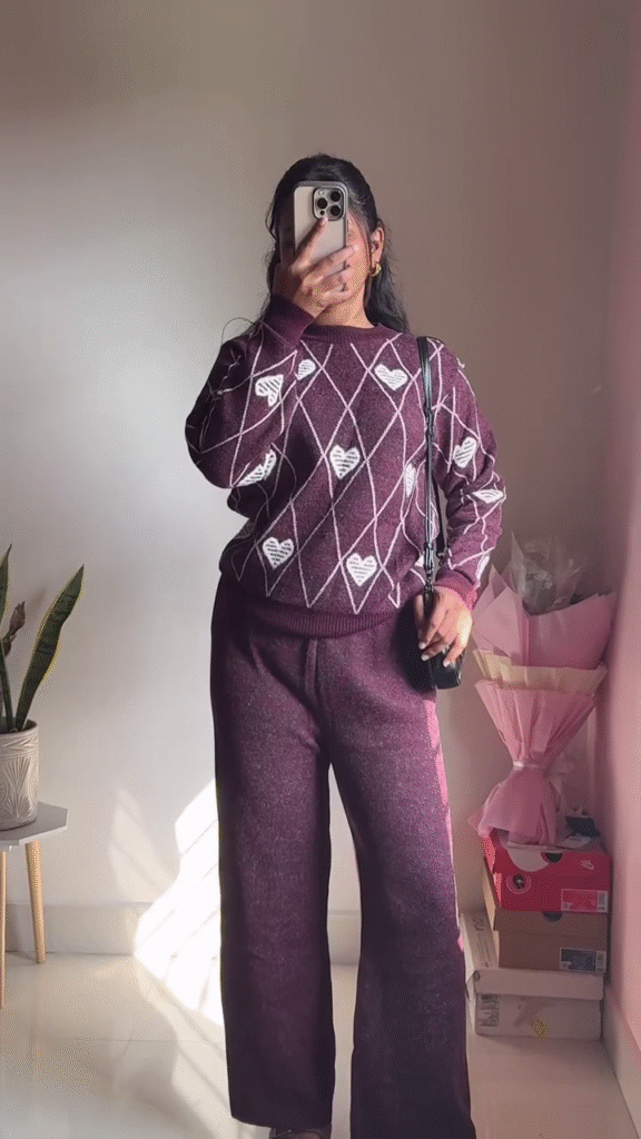Knitted Sweater & Jogger Co-ord Set 🧶 Available in Maroon & Brown Variants - Photo 3