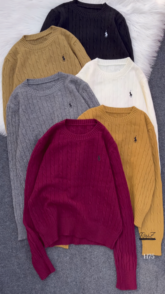Cable-Knit Embroidered Sweaters 🧥 Available in Black, Beige, White, Gray, Mustard & Burgundy - Photo 1