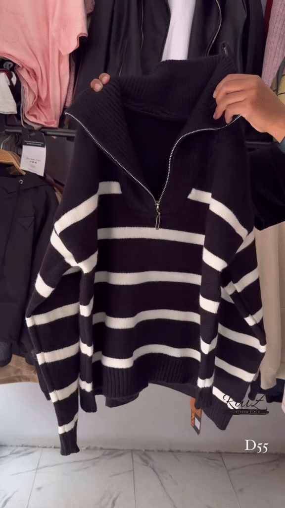 Striped Knit Sweater Collection 🧶 Half-Zip & Crew Styles – Cream, Blue, Red & More - Photo 6
