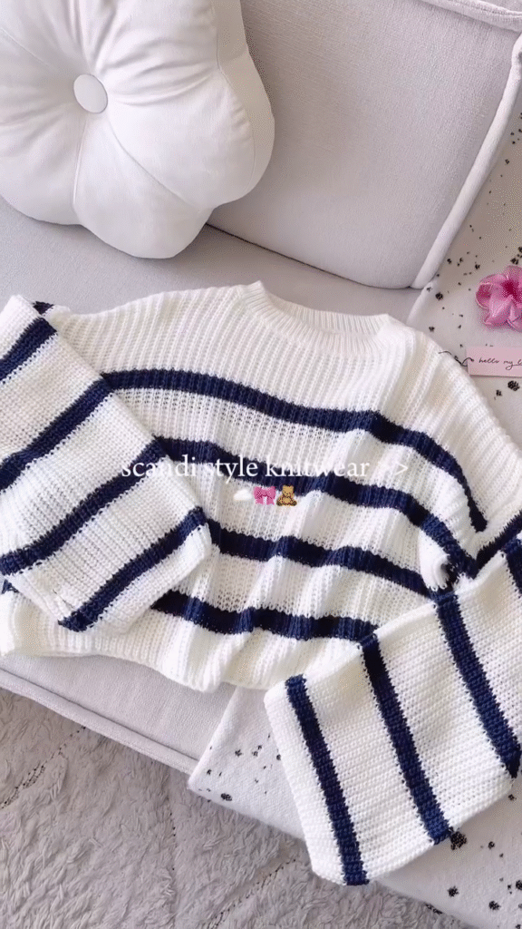 Scandi-Style Knitwear Stack 🧶 Ribbed Cardigans & Striped Sweaters – Pink, Grey, Navy & More - Photo 6