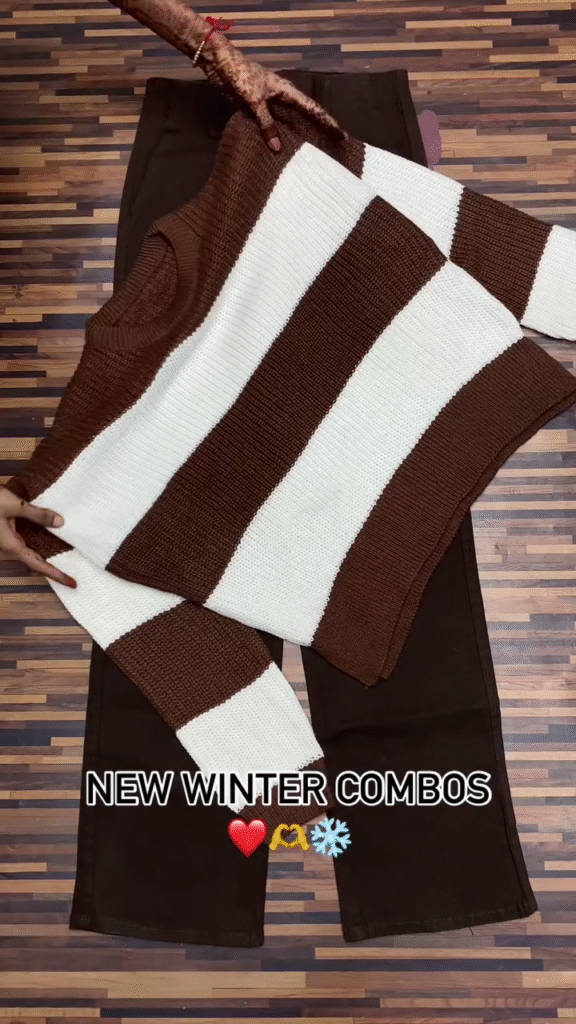 Winter Knitwear Combos ❄️ Cozy Sweaters with White & Black Pants – Floral, Wavy & Geometric Styles - Photo 5