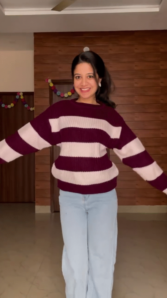 Graphic Knit Sweater Combos 🧶 Paired with Light Blue Jeans – Heart, Flame & Stripe Variants - Photo 1