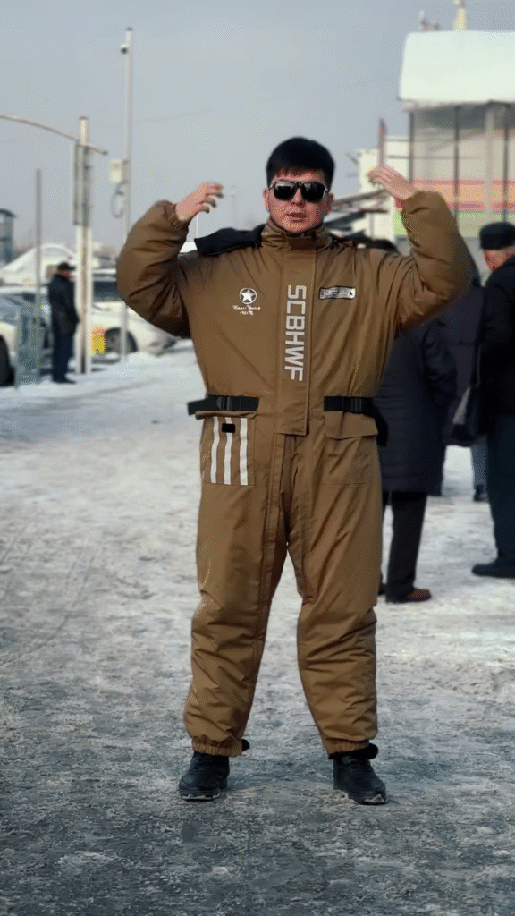 Insulated Space-Themed Jumpsuit ❄️🚀 With Belted Waist & Graphic Patches – Brown Variant - Photo 1