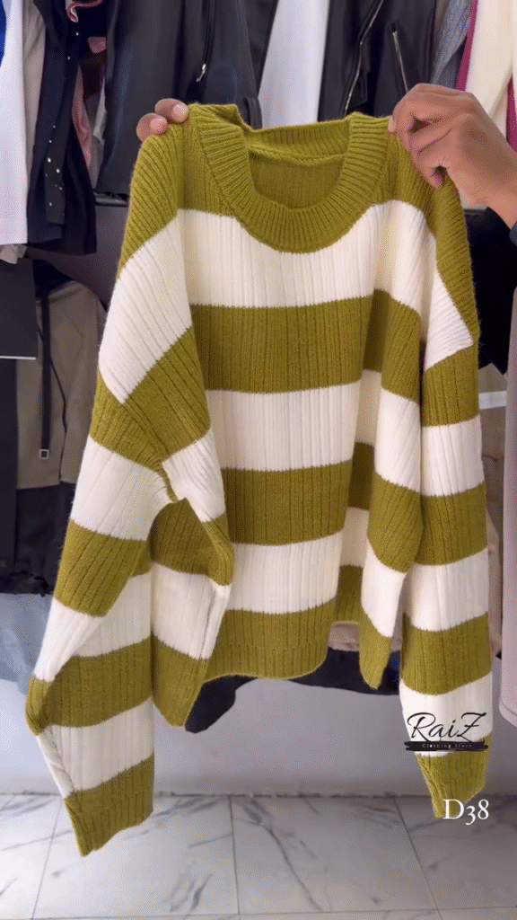 Ribbed Stripe Knit Sweaters 🧶 Horizontal Pattern – Black, Brown, Gray & Pink Variants - Photo 4
