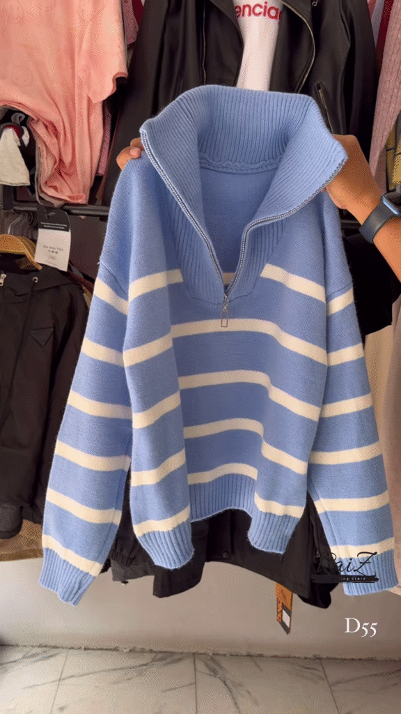 Half-Zip Striped Knit Sweaters 🧶⛷ With High Collar – Red, White & Blue Variants - Photo 5