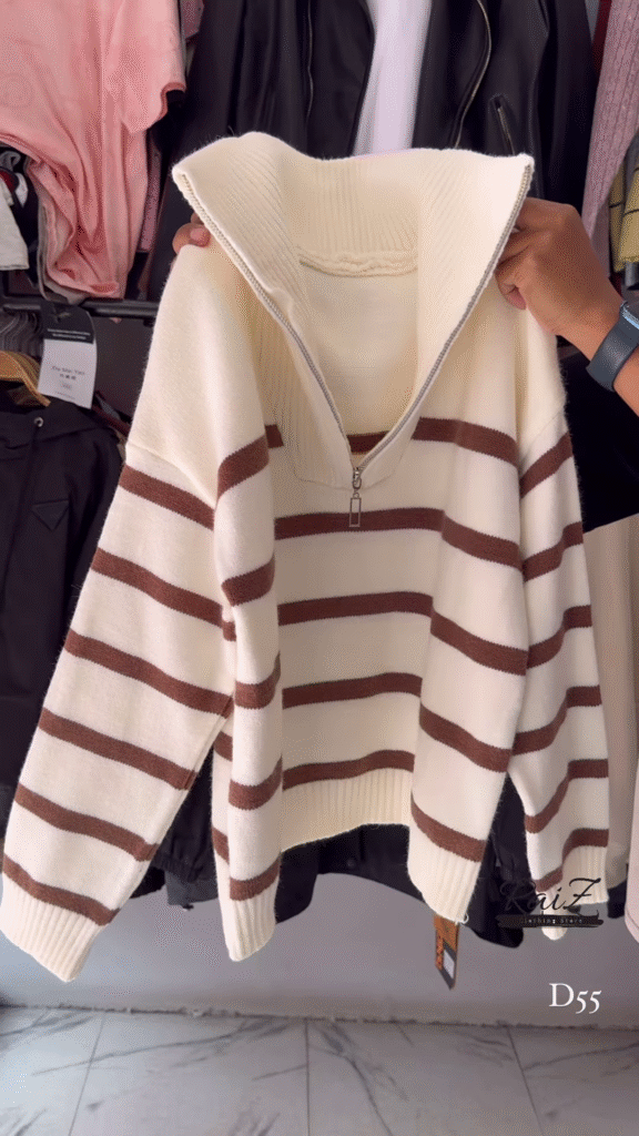 Half-Zip Striped Knit Sweaters 🧶⛷ With High Collar – Red, White & Blue Variants - Photo 6