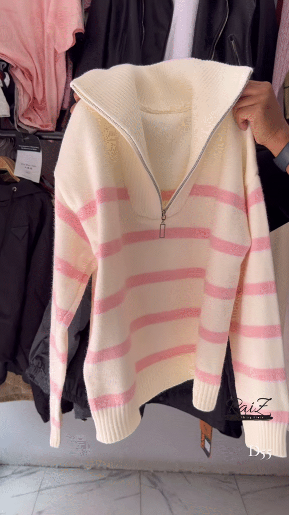 Half-Zip Striped Knit Sweaters 🧶⛷ With High Collar – Red, White & Blue Variants - Photo 7