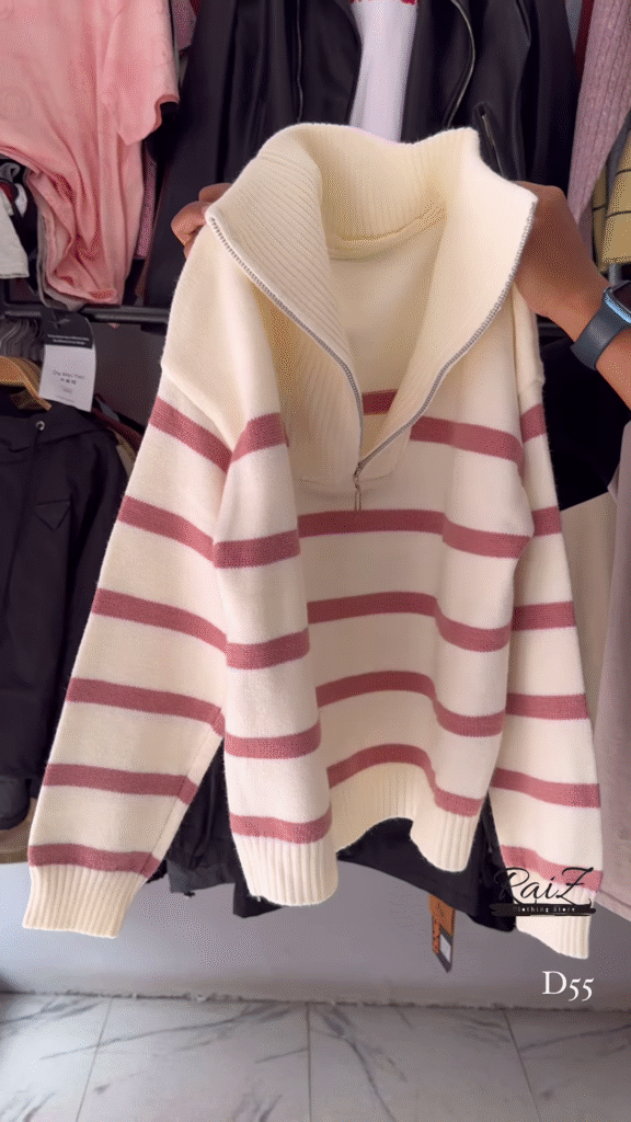 Half-Zip Striped Knit Sweaters 🧶⛷ With High Collar – Red, White & Blue Variants - Photo 3