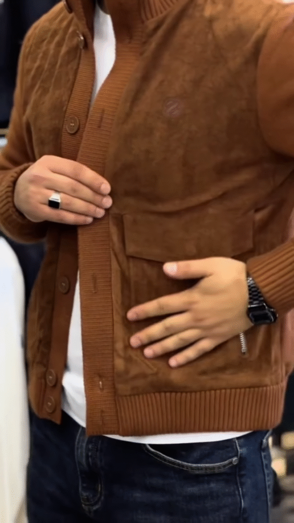 Textured Button-Up Knit Jacket 🧥🤎 With Ribbed Trim – Brown Variant - Photo 2