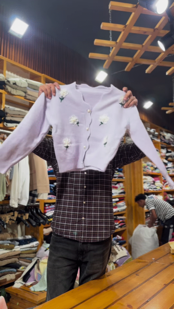 Floral Embroidered Knit Cardigans 🌸🧶 With Pearl Buttons – Purple, Blue & Pink Variants - Photo 2