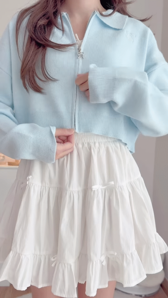 Pastel Knitwear Collection 🧶🎀 With Bow Buttons, Zip Charm & Ribbed Texture – Purple, Blue & Pink Variants - Photo 5