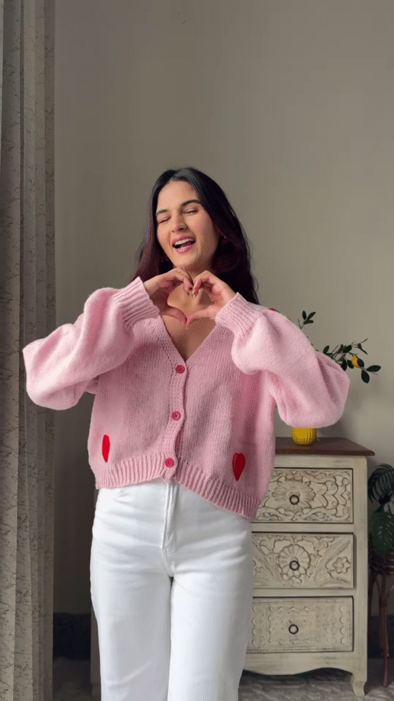 Heart & Ribbon Knitwear Collection 🧶💗 With Embroidery & Bow Accents – Pink & Cream Variants - Photo 2