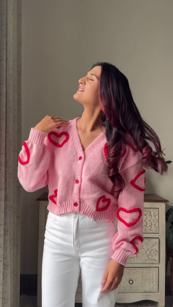 Heart & Ribbon Knitwear Collection 🧶💗 With Embroidery & Bow Accents – Pink & Cream Variants - Photo 3