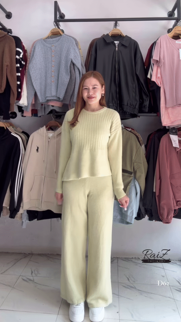Knit Co-ord Sets 🧶🌾 With Sweater & Wide-Leg Pants – Yellow, Mustard & Brown Variants - Photo 2
