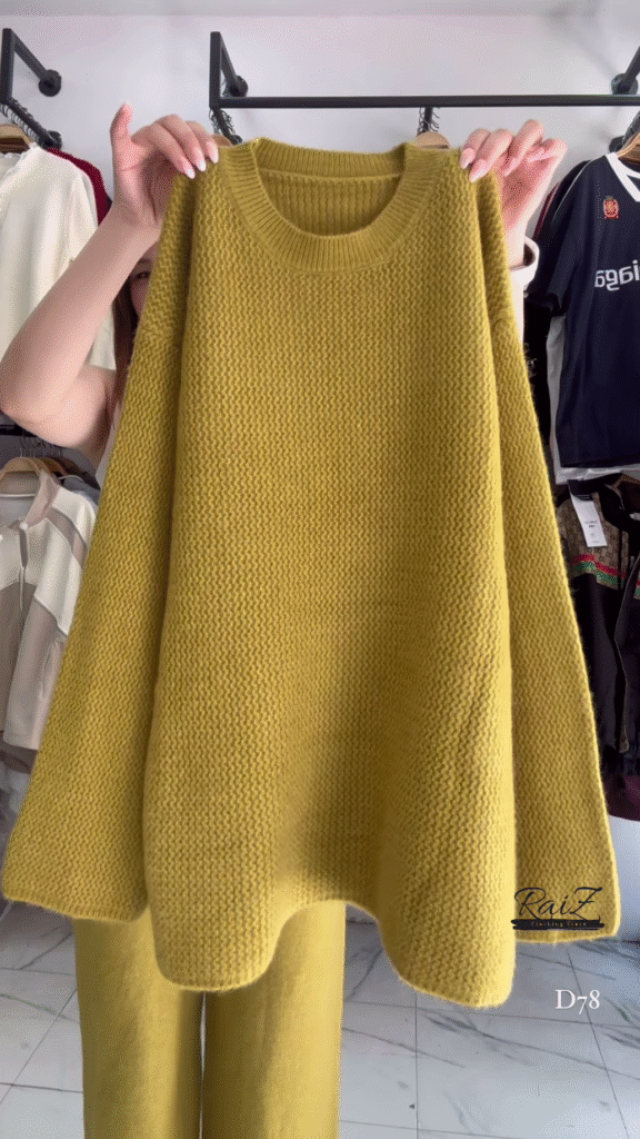 Knit Co-ord Sets 🧶🌾 With Sweater & Wide-Leg Pants – Yellow, Mustard & Brown Variants - Photo 3