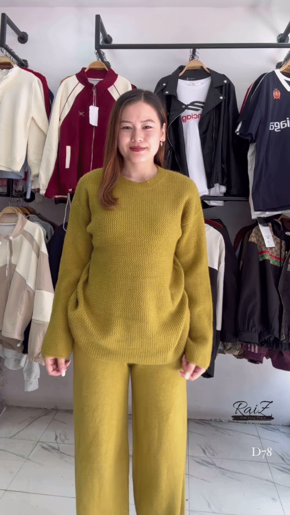 Knit Co-ord Sets 🧶🌾 With Sweater & Wide-Leg Pants – Yellow, Mustard & Brown Variants - Photo 1