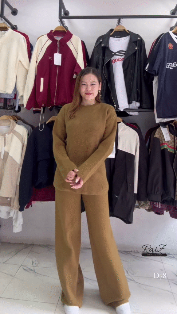 Knit Co-ord Sets 🧶🌾 With Sweater & Wide-Leg Pants – Yellow, Mustard & Brown Variants - Photo 5