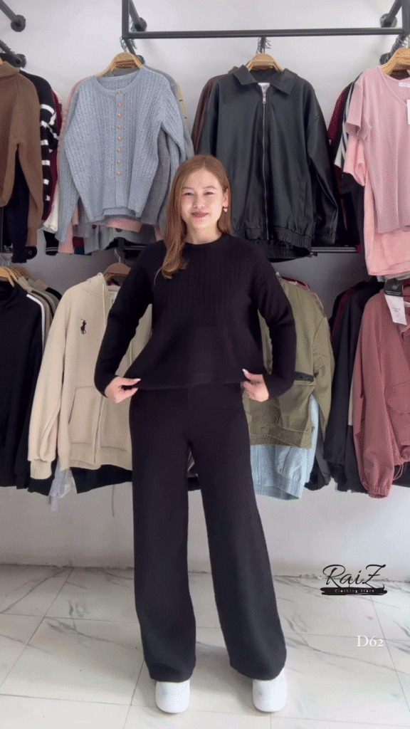 Solid Knit Co-ord Sets 🧶🖤 With Sweater & Matching Bottoms – Black, Red & Purple Variants - Photo 2