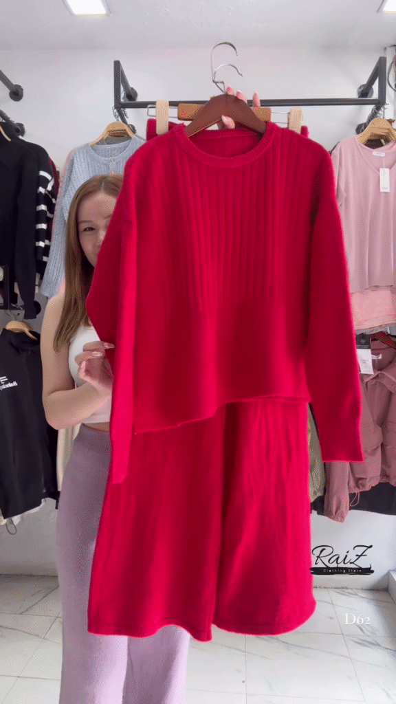 Solid Knit Co-ord Sets 🧶🖤 With Sweater & Matching Bottoms – Black, Red & Purple Variants - Photo 3