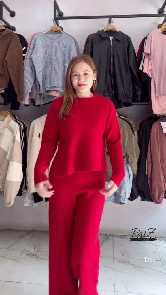 Solid Knit Co-ord Sets 🧶🖤 With Sweater & Matching Bottoms – Black, Red & Purple Variants - Photo 4