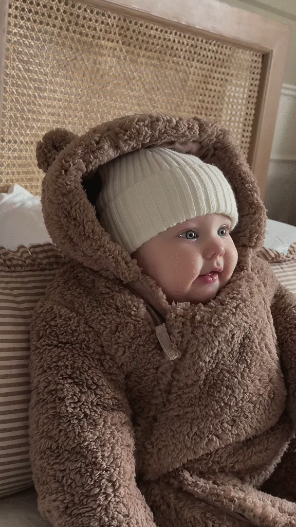 Plush Bear-Hooded Doll Outfit 🧸🛏 With Furry Texture & Ear Detail – Brown Variant - Photo 4