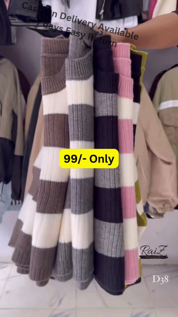 Multi-Color Striped Sweaters 🧶🧥 – Soft Knitwear in Brown, Gray, Black, Pink & Yellow Variants - Photo 3