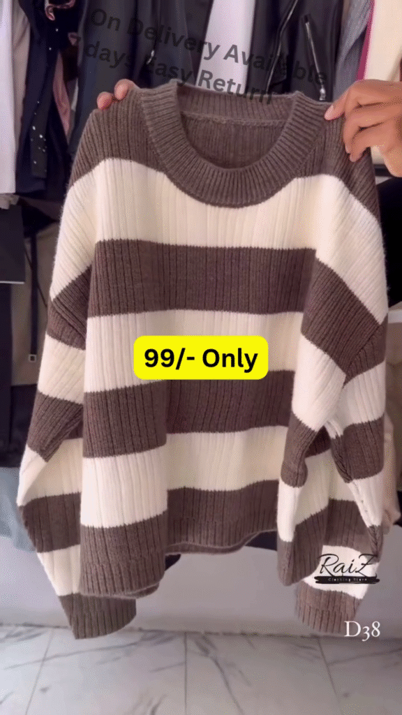 Multi-Color Striped Sweaters 🧶🧥 – Soft Knitwear in Brown, Gray, Black, Pink & Yellow Variants - Photo 4