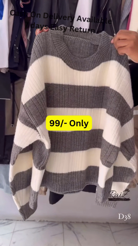 Multi-Color Striped Sweaters 🧶🧥 – Soft Knitwear in Brown, Gray, Black, Pink & Yellow Variants - Photo 1