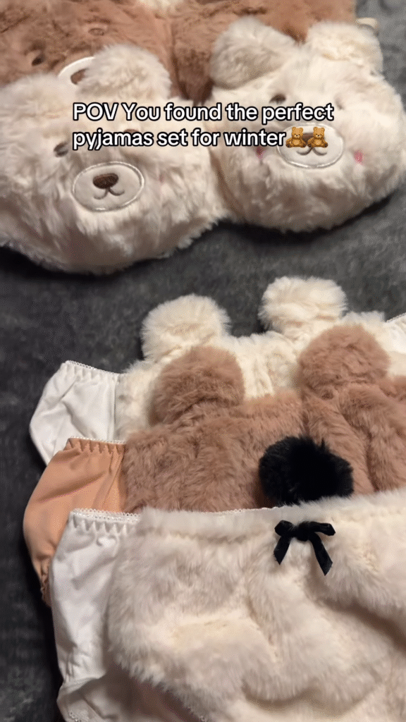 Fluffy Animal-Themed Winter Pajama Sets 🐻❄️ – Soft Plush Sleepwear with Bear & Panda Faces - Photo 2