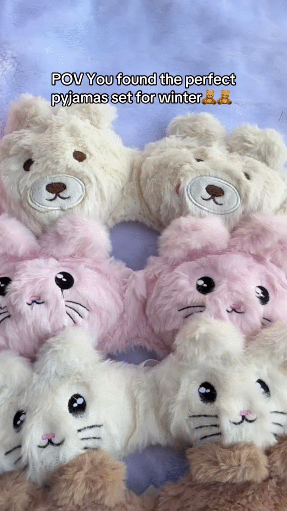 Fluffy Animal-Themed Winter Pajama Sets 🐻❄️ – Soft Plush Sleepwear with Bear & Panda Faces - Photo 5