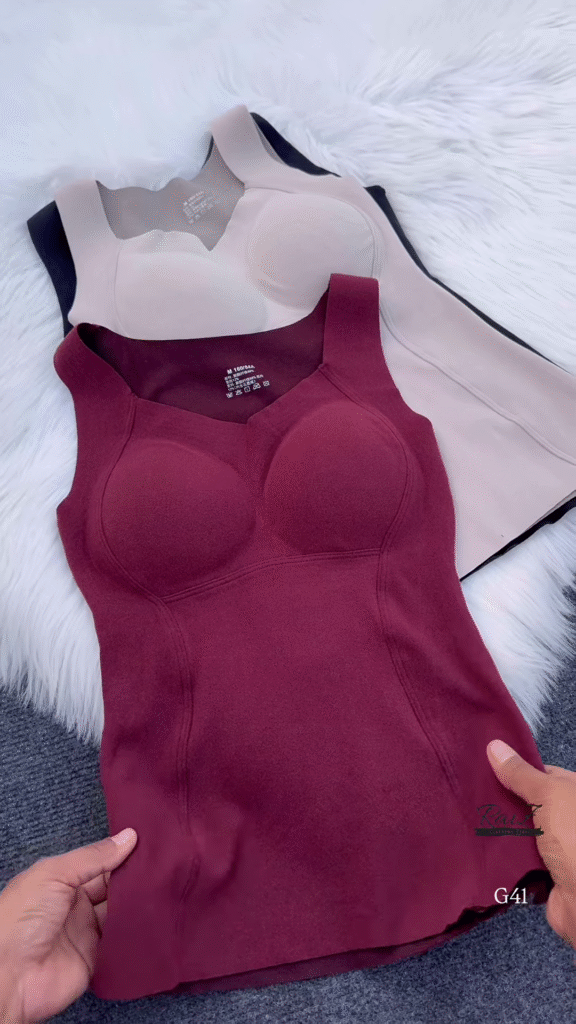 Sleeveless Built-In Bra Tops 👙🖤 – Molded Cup Basics in Black, Beige & Maroon Variants - Photo 2