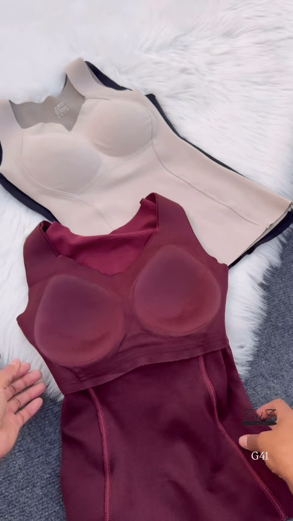 Sleeveless Built-In Bra Tops 👙🖤 – Molded Cup Basics in Black, Beige & Maroon Variants - Photo 3